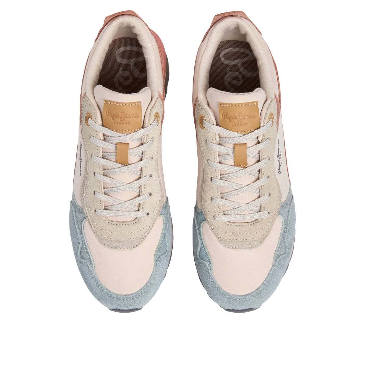 Freya - Baskets En Cuir Avec Détails En Daim bleu glacé, PEPE JEANS