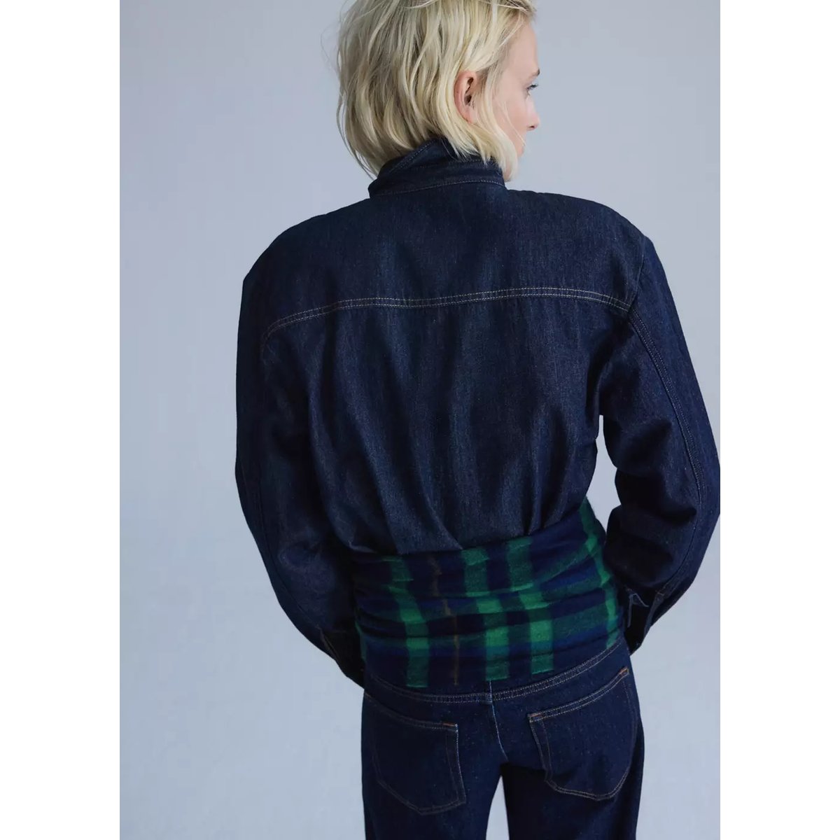 Chemise jean poches à rabat bleu, MANGO