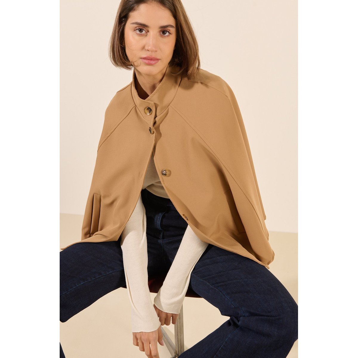 Veste cape MANDY brun camel, BENOA