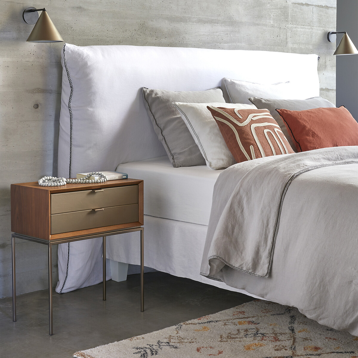 Cabeceira de cama alt. 130 cm, Mereson branco, AM.PM