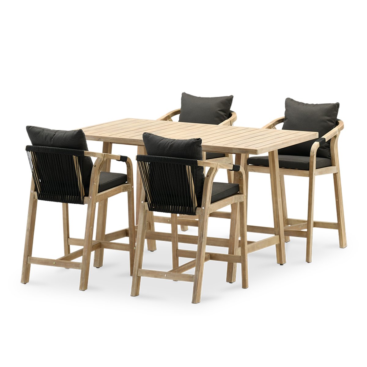 Salon de jardin, 4 chaises, ZANZIBAR bois clair, DEFORA HOME