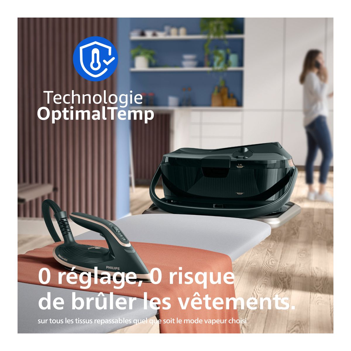 Centrale vapeur PSG8200/70 Série 8000 Vert foncé/Rose Gold 1.4L, 9 bars couleur unique, PHILIPS