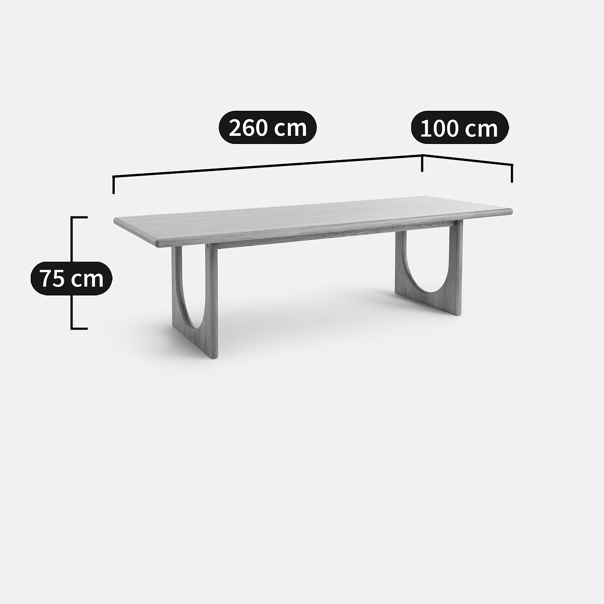Table à manger, en chêne et plaqué, 8 à 10 couverts, DOUVE chêne, LA REDOUTE INTERIEURS