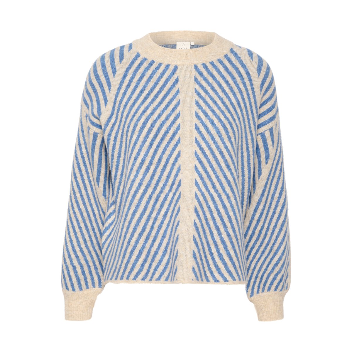 Knitted pullover beige/bleu rayures beige/cornflower stripe, KAFFE