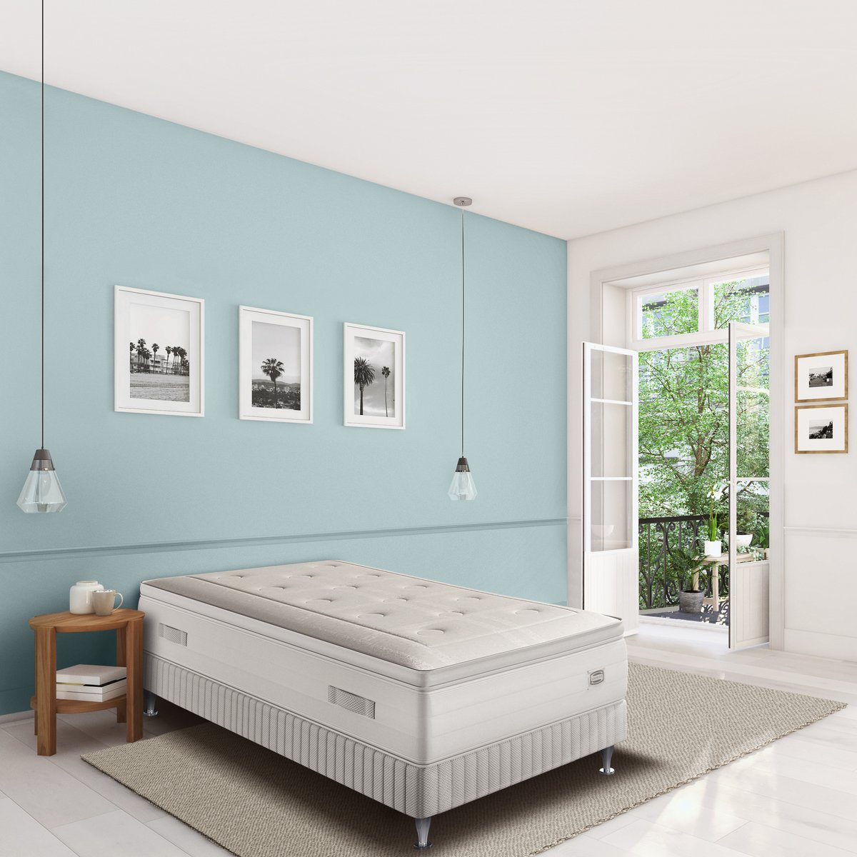 Ens REFLEXION 140x190 matelas H33 Hybride, ferme, sommier blanc, SIMMONS
