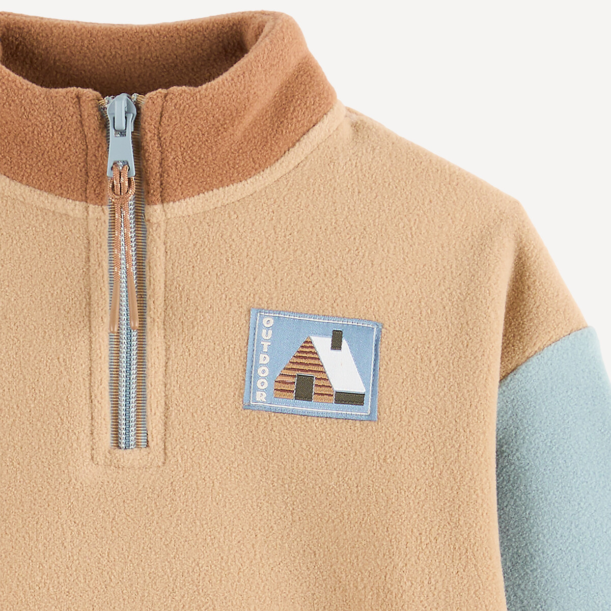 Fleece 2-Piece Half Zip Sweatshirt and Joggers Outfit brown, LA REDOUTE COLLECTIONS