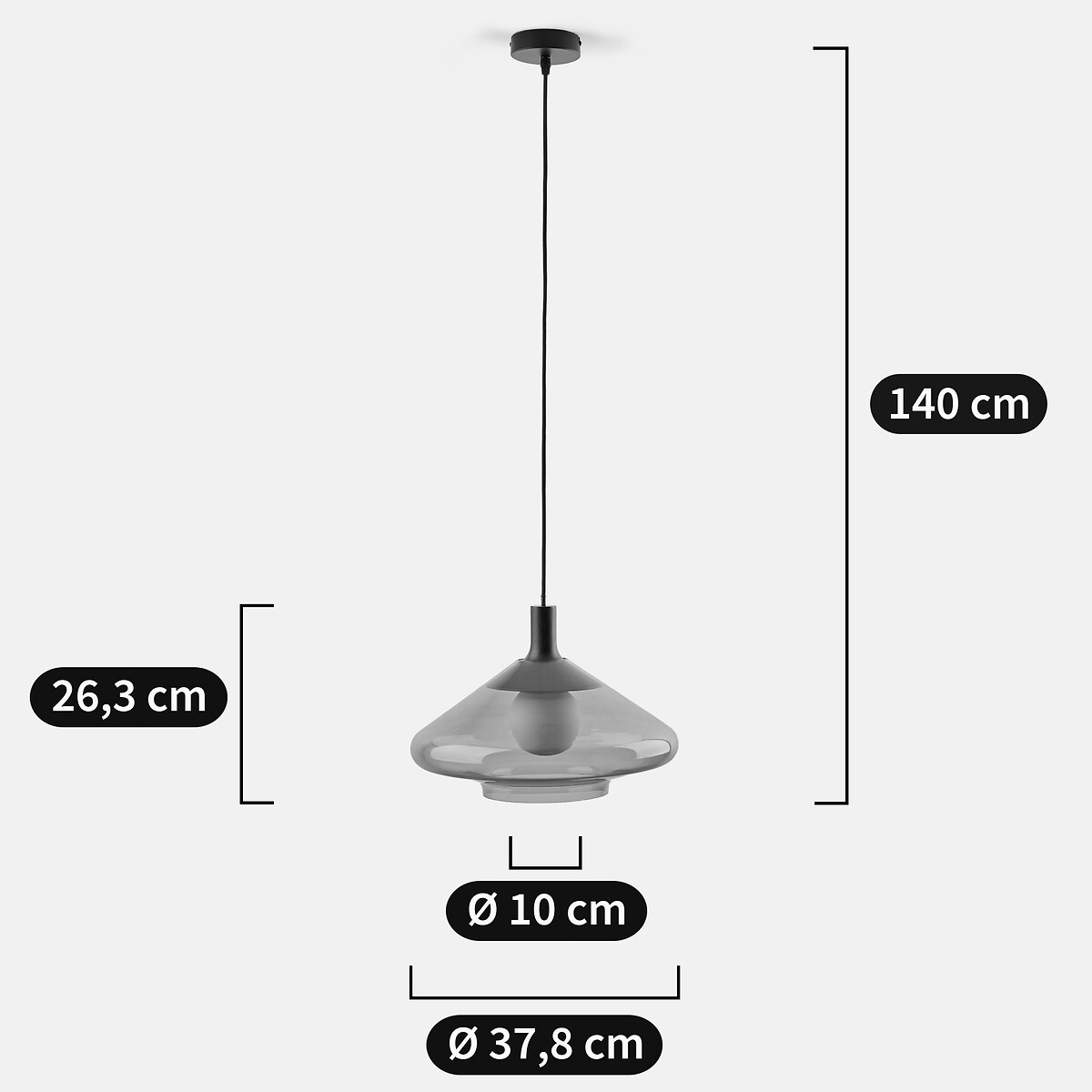 Suspension en verre coloré, diamètre 37,8 cm, SORELLE ambre, LA REDOUTE INTERIEURS