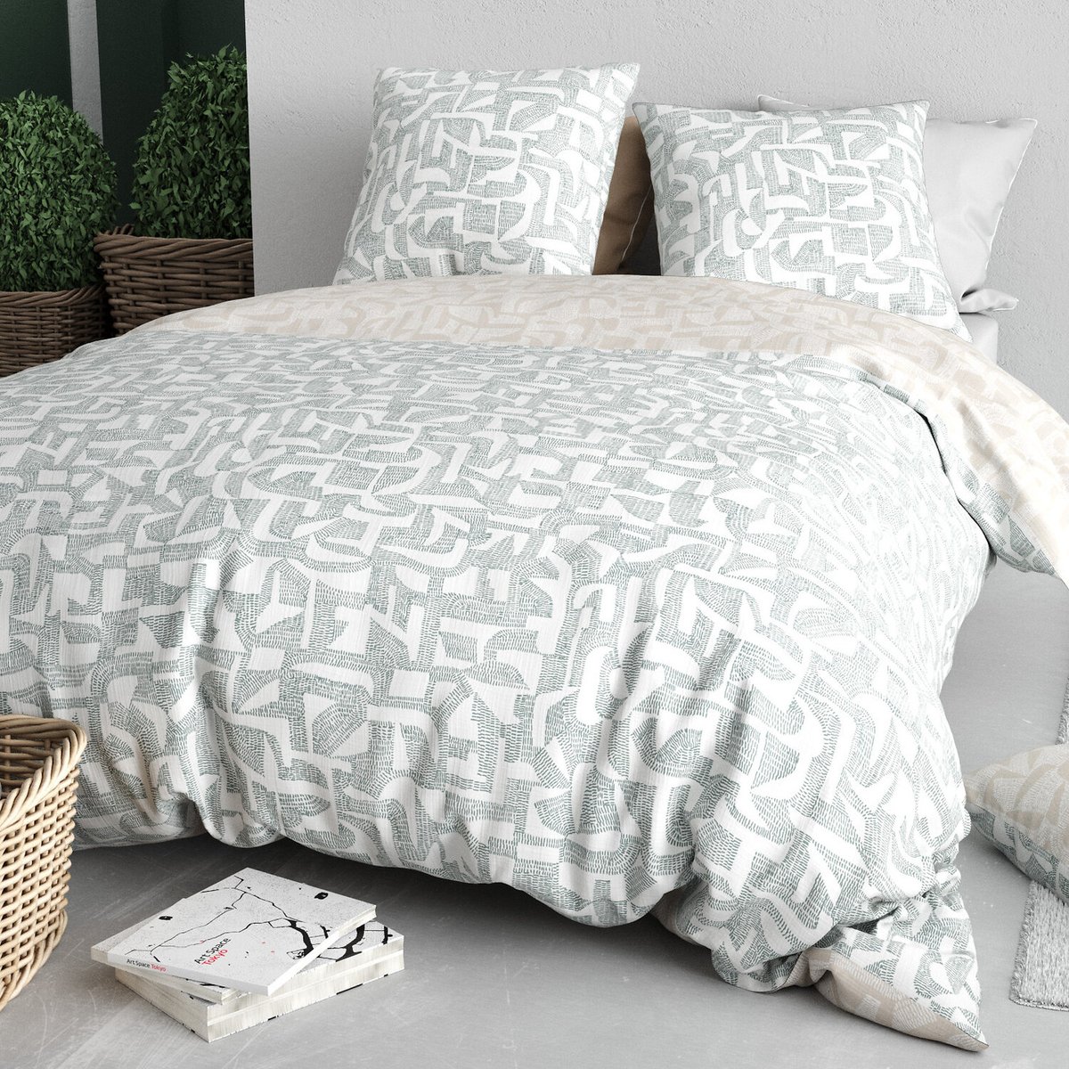 Parure housse de couette 100% coton 57 fils maya gris, C DESIGN HOME TEXTILE
