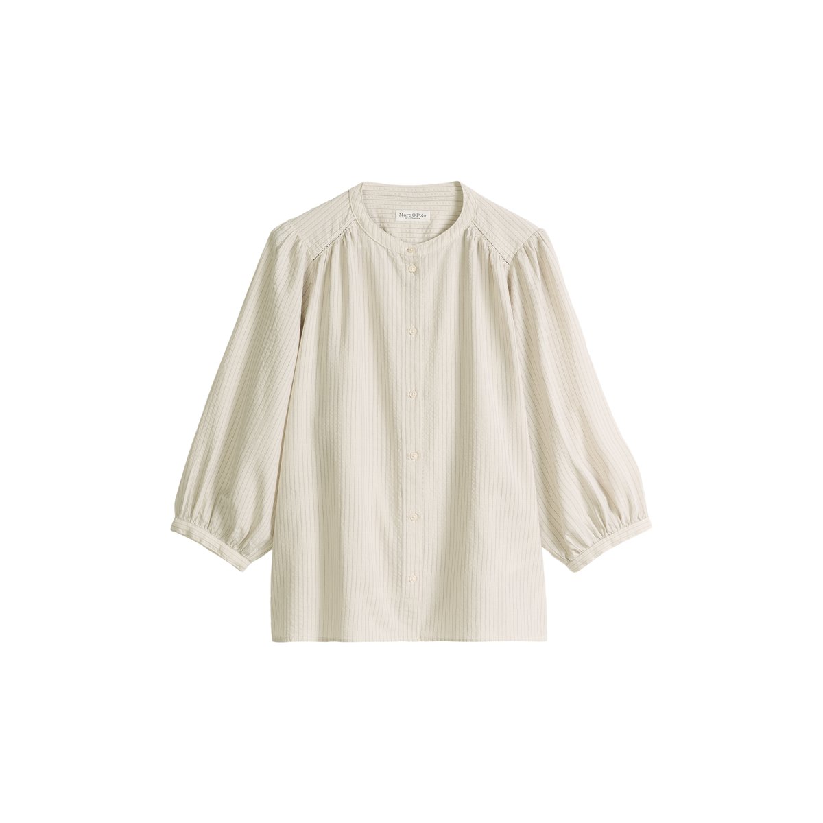 Blouse à rayures A-Shape en mélange de coton organique et de viscose blanc naturel, MARC O'POLO