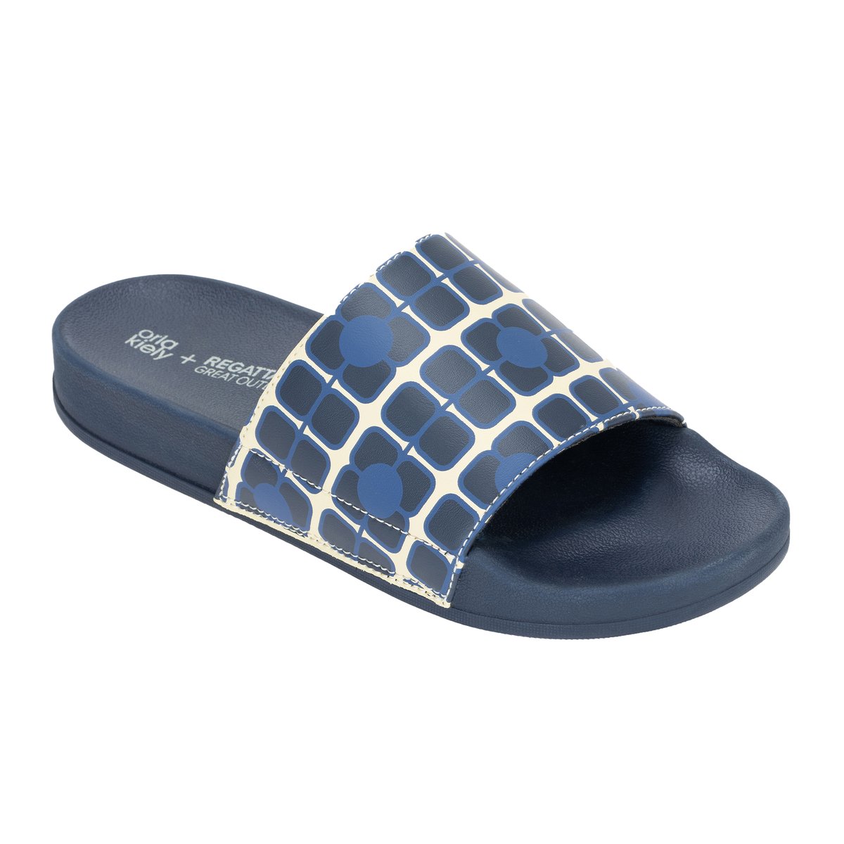 Claquettes motif/style imprimé ORLA KIELY bleu marine, REGATTA
