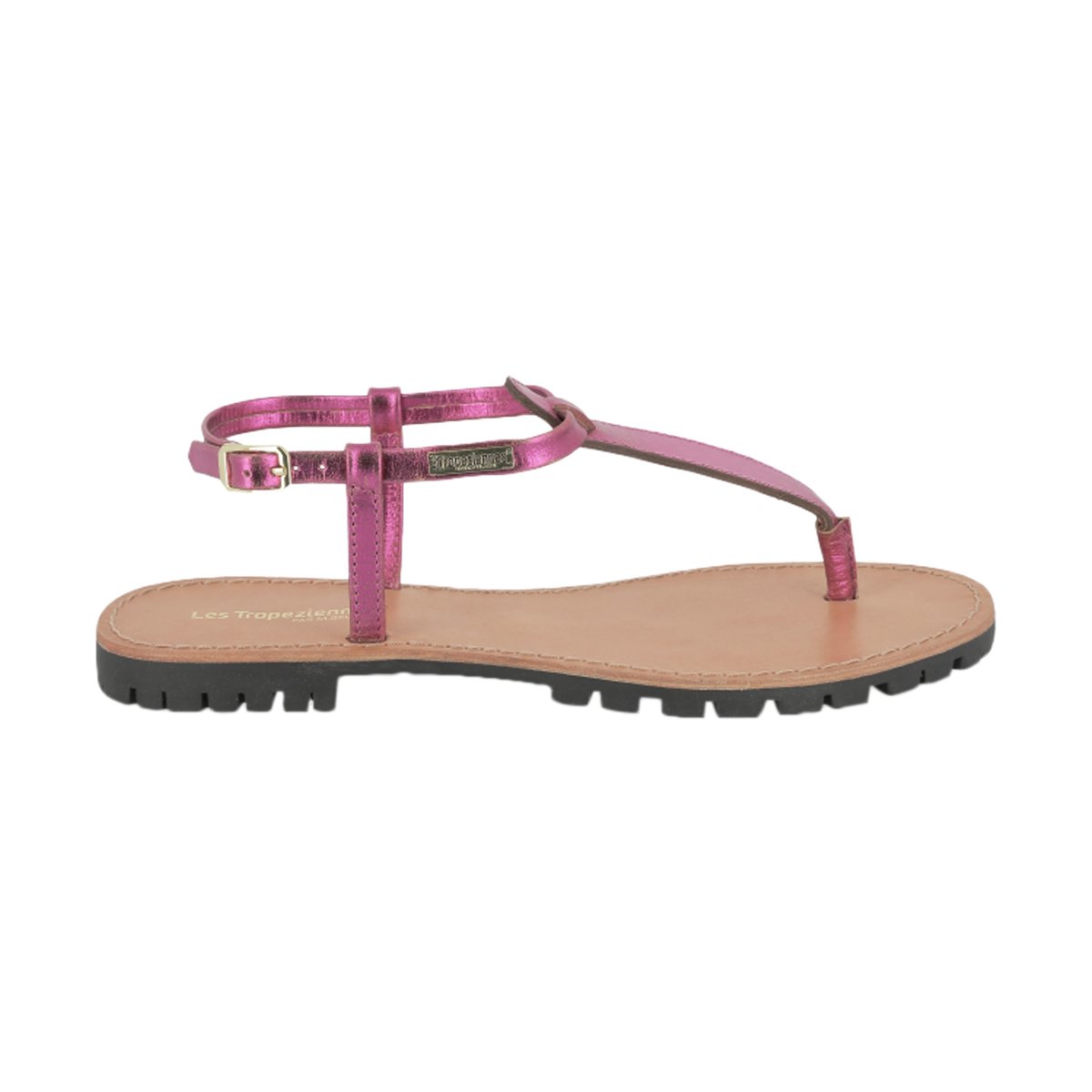 Sandales Cuir Les Tropeziennes Hanil fuschia metal, LES TROPEZIENNES PAR M.BELARBI