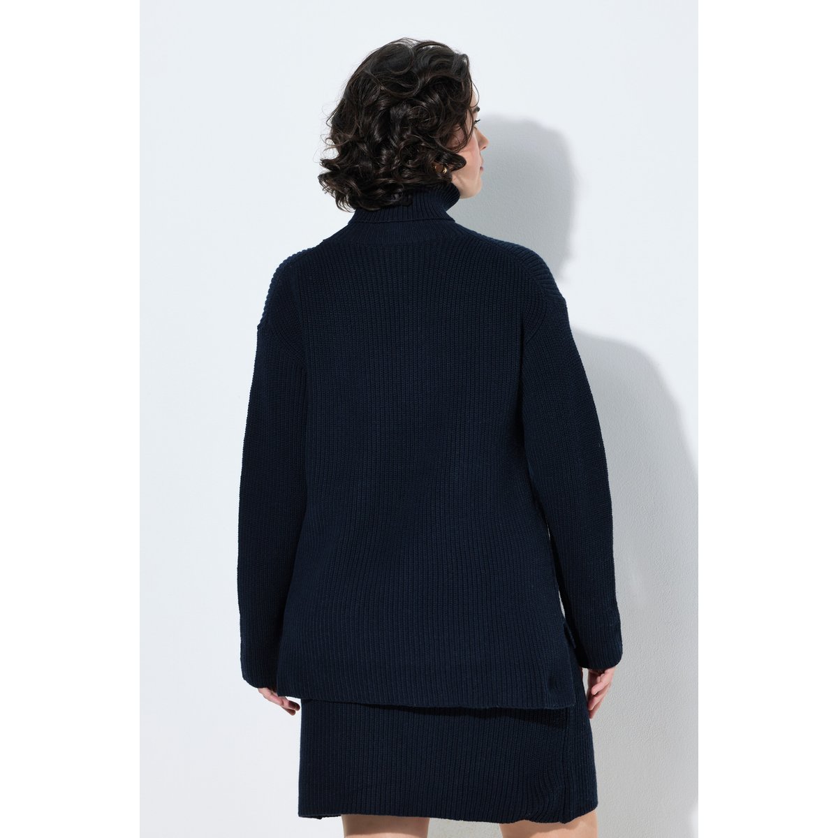Pull en maille texturée, coupe évasée marine, ULLA POPKEN