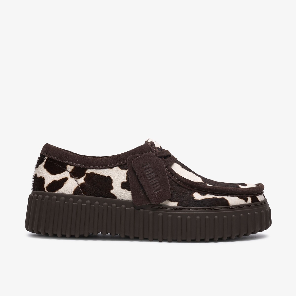 Zapatos de piel, TORHILL BEE, estampado de vaca blanco/marrón, CLARKS
