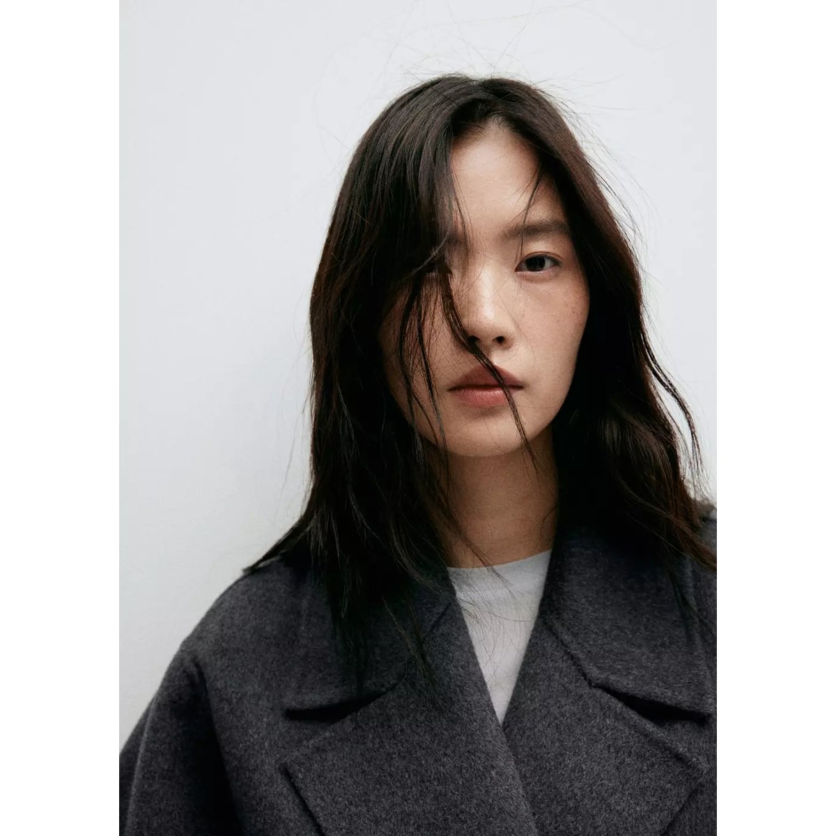 Manteau laine fait main gris chiné foncé, MANGO