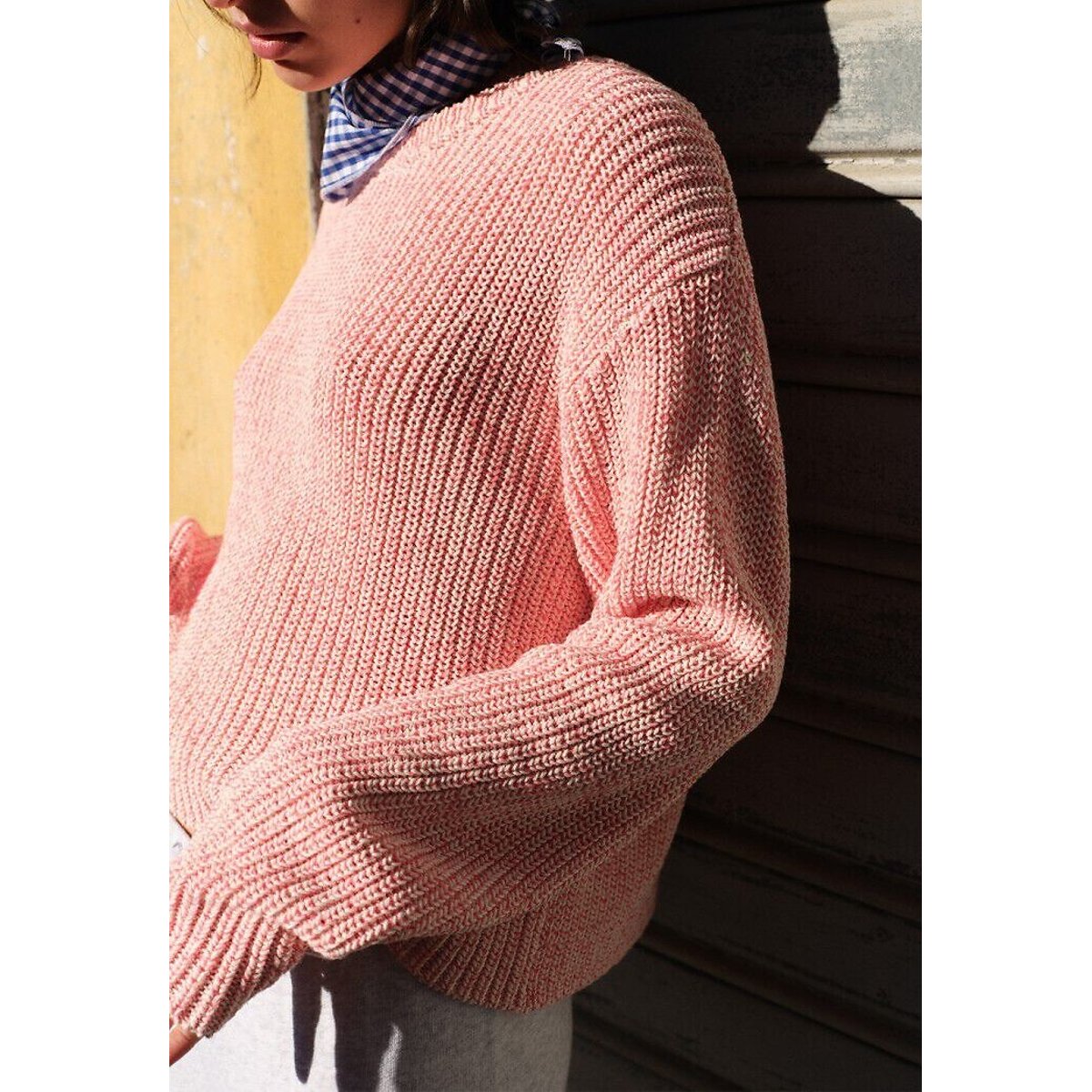 Pull court et ample, TWILY blanc/rose, AMERICAN VINTAGE