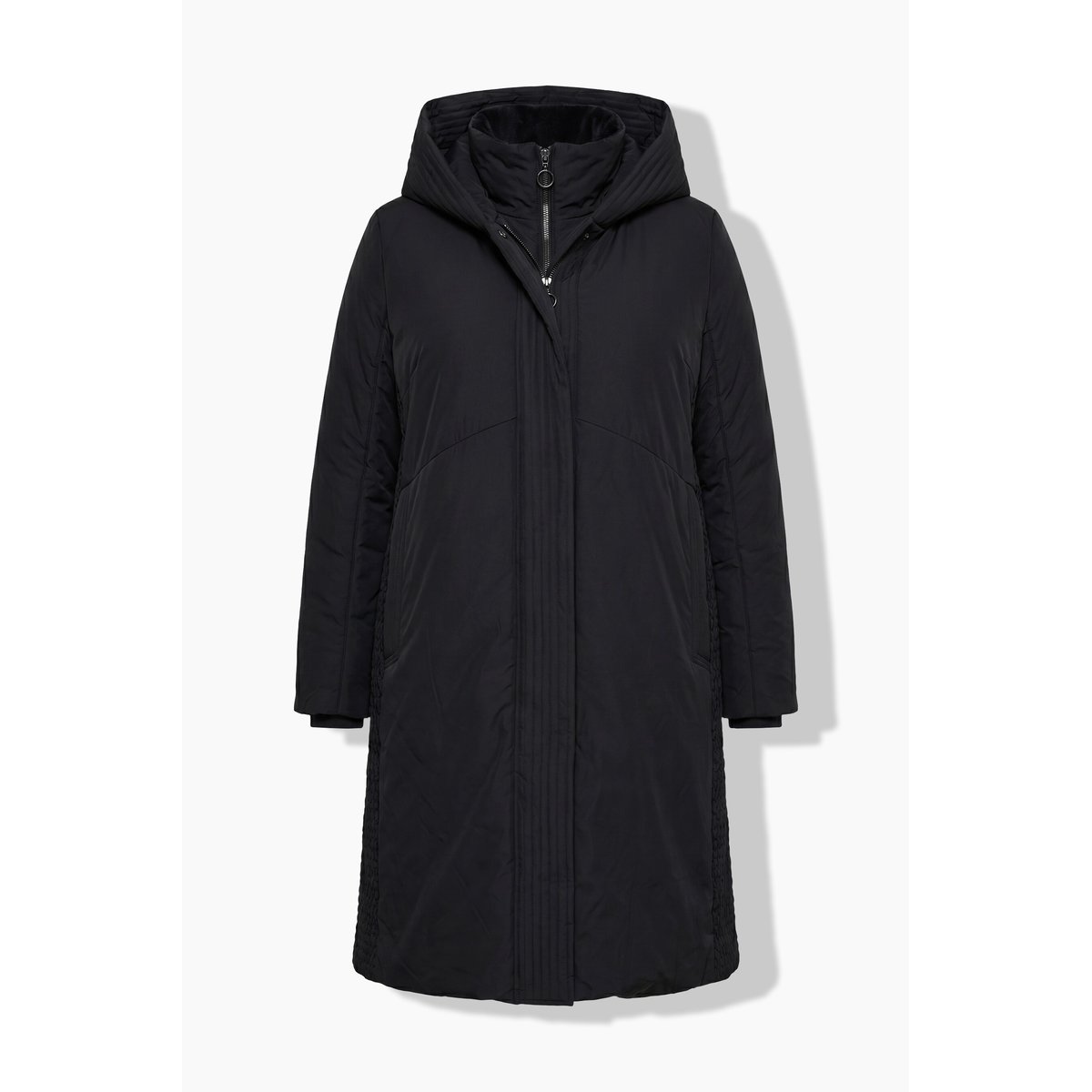 Manteau à capuche aspect duvet noir, ULLA POPKEN