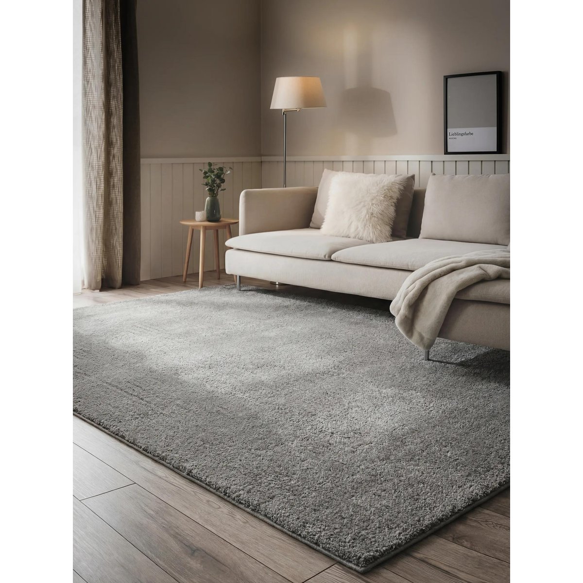 Tapis à poils longs SODA gris, BENUTA 