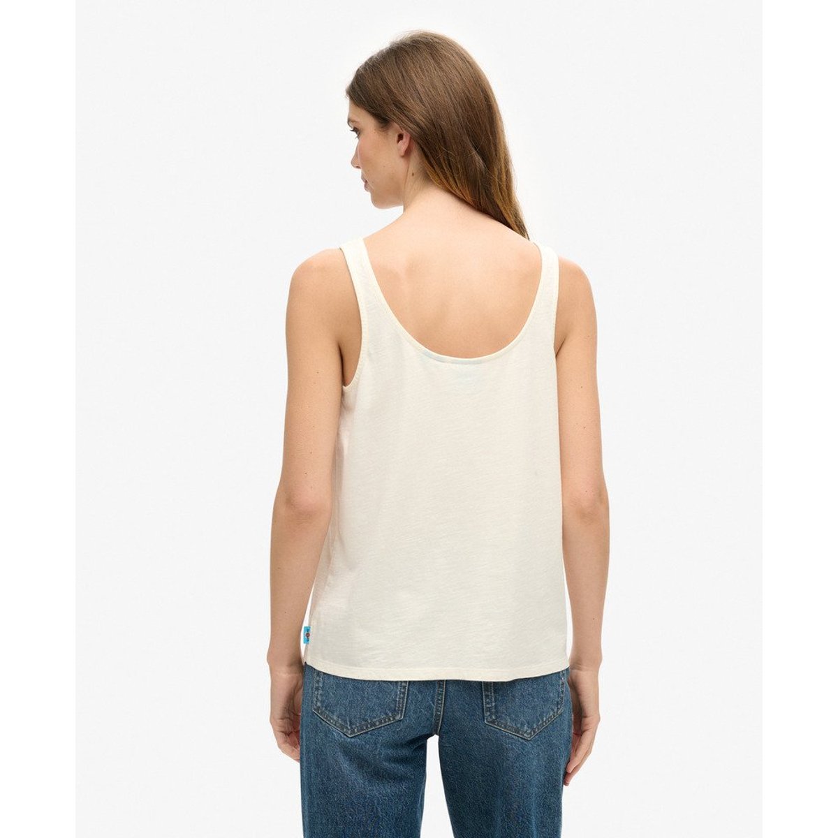 Débardeur Vintage Logo Narrative blanc cassé, SUPERDRY