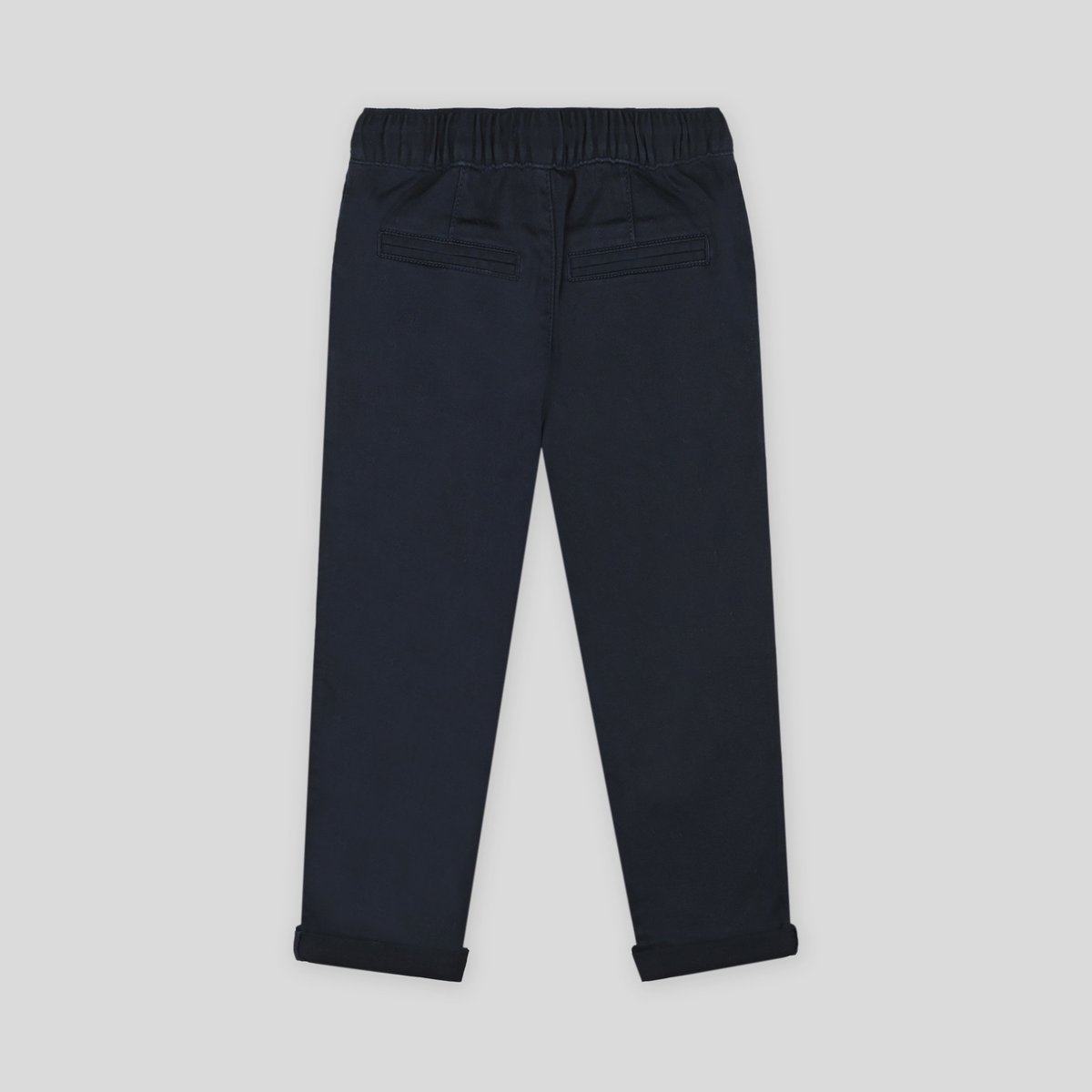 Pantalon droit élastiqué uni en coton BIO GOTS marine, MONOPRIX