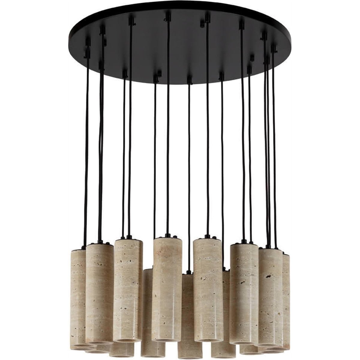 Suspension d'architecte en travertin beige et noir mat, RECOLLECTION