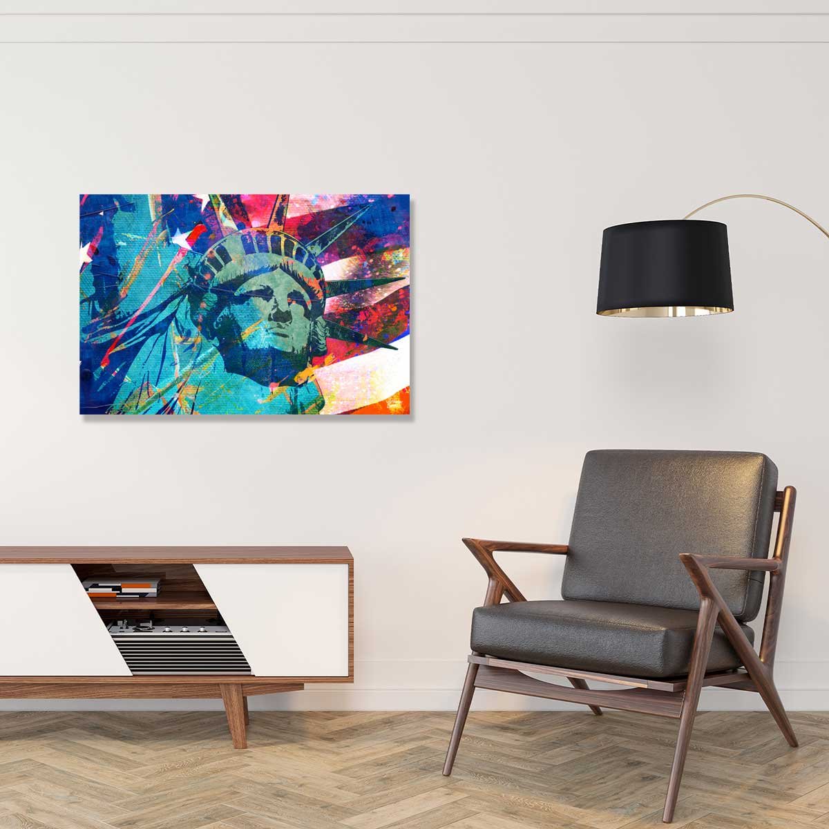Tableau Affiche illustration graffiti statut de la liberté tableau alu dibond, HEXOA