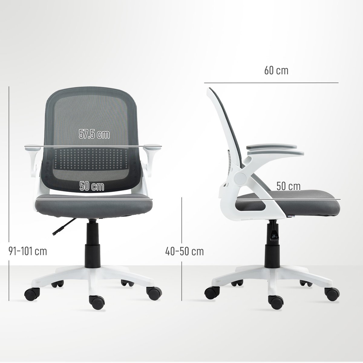 Chaise de bureau Maille Gris gris, HOMCOM