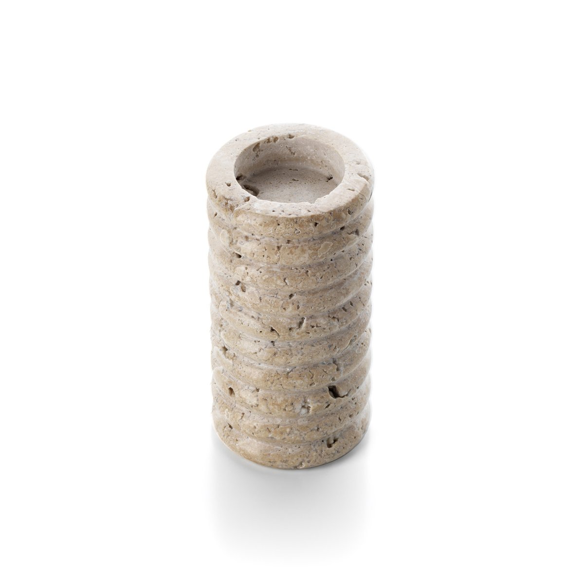 Bougeoir en travertin TRAVERTINE RIPPLE beige, BAZAR BIZAR