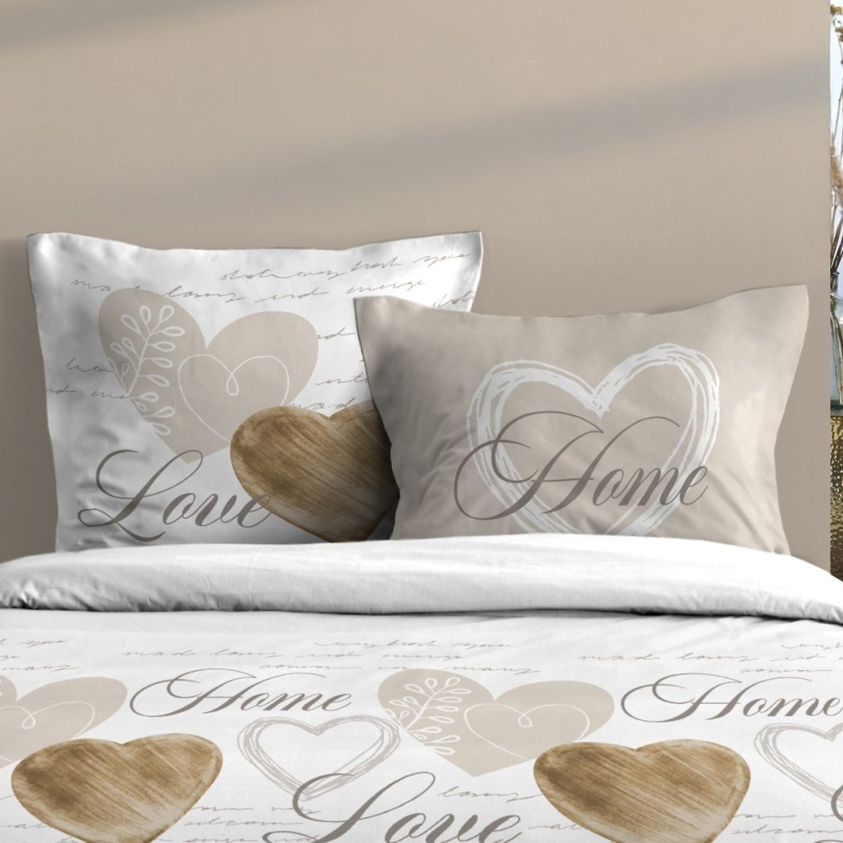 Housse de couette 240x220 finition rabat + 2 taies coton 57 fils blanc, DECORATIE