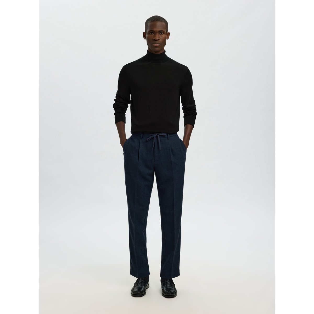 Col Roulé noir - black, SELECTED