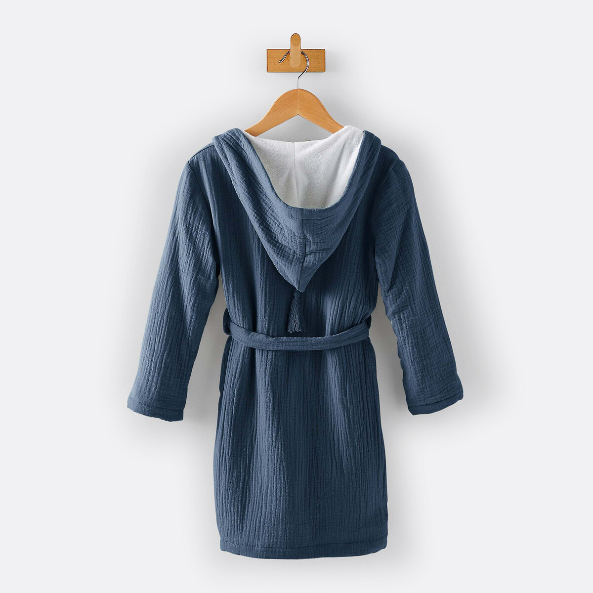 Peignoir capuche gaze de coton, Kumla bleu prusse, LA REDOUTE INTERIEURS