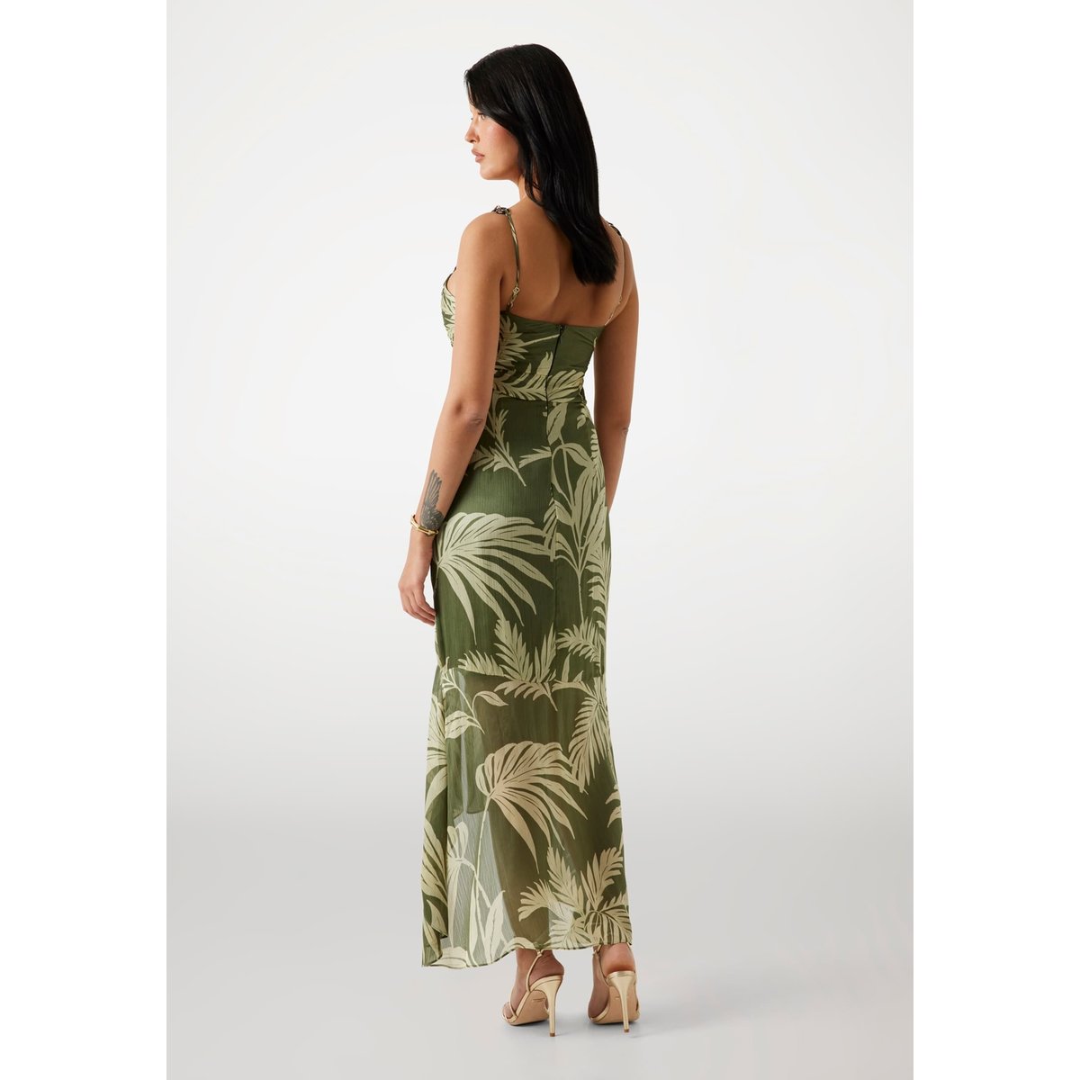 Maxi Robe Mousseline Imprimée vert floral, GUESS