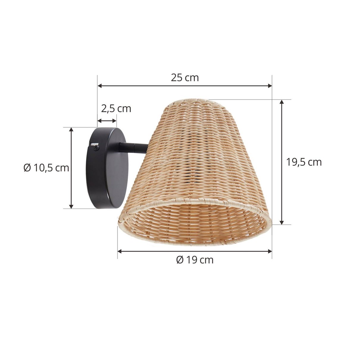 Applique en bois traditionnelle, Zyralia bois clair, noir, LINDBY