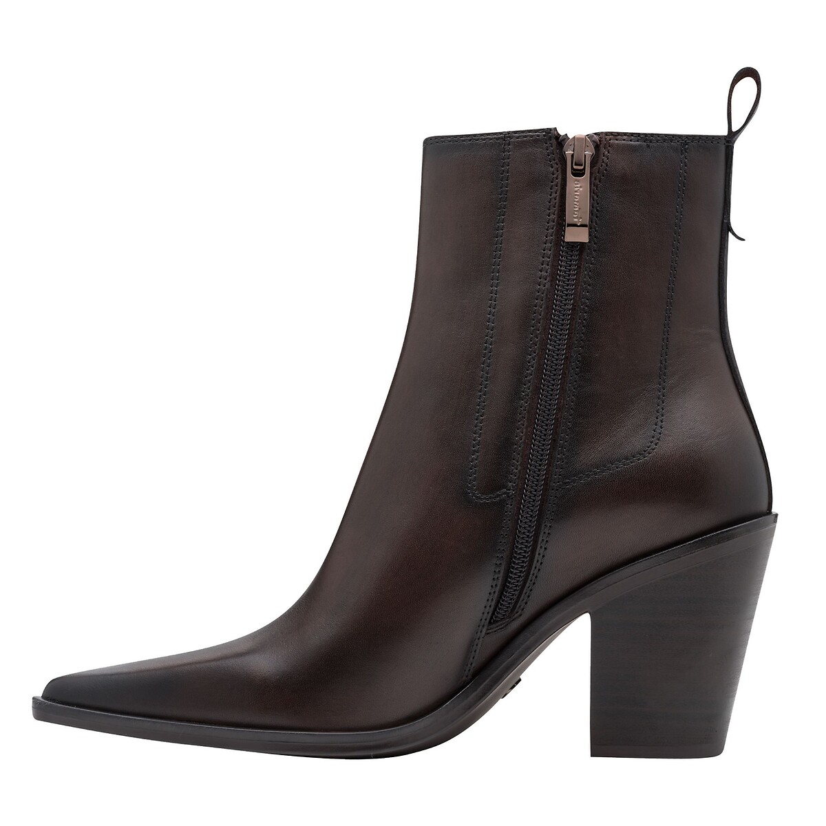 Boots cowboy en cuir marron foncé, TAMARIS
