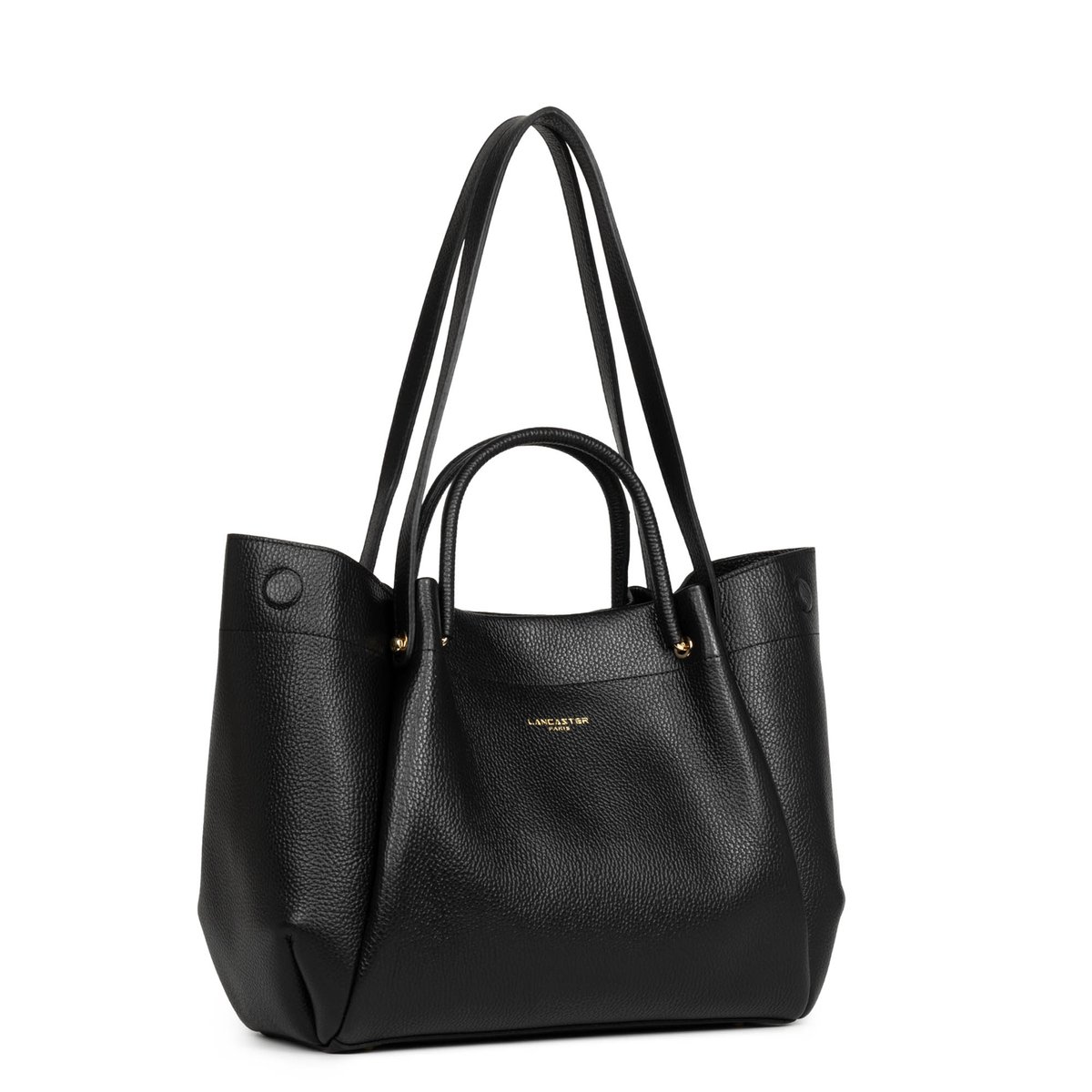 Sac cabas porté épaule en cuir, FOULONNE DOUBLE LOUISA noir - in - nude, LANCASTER