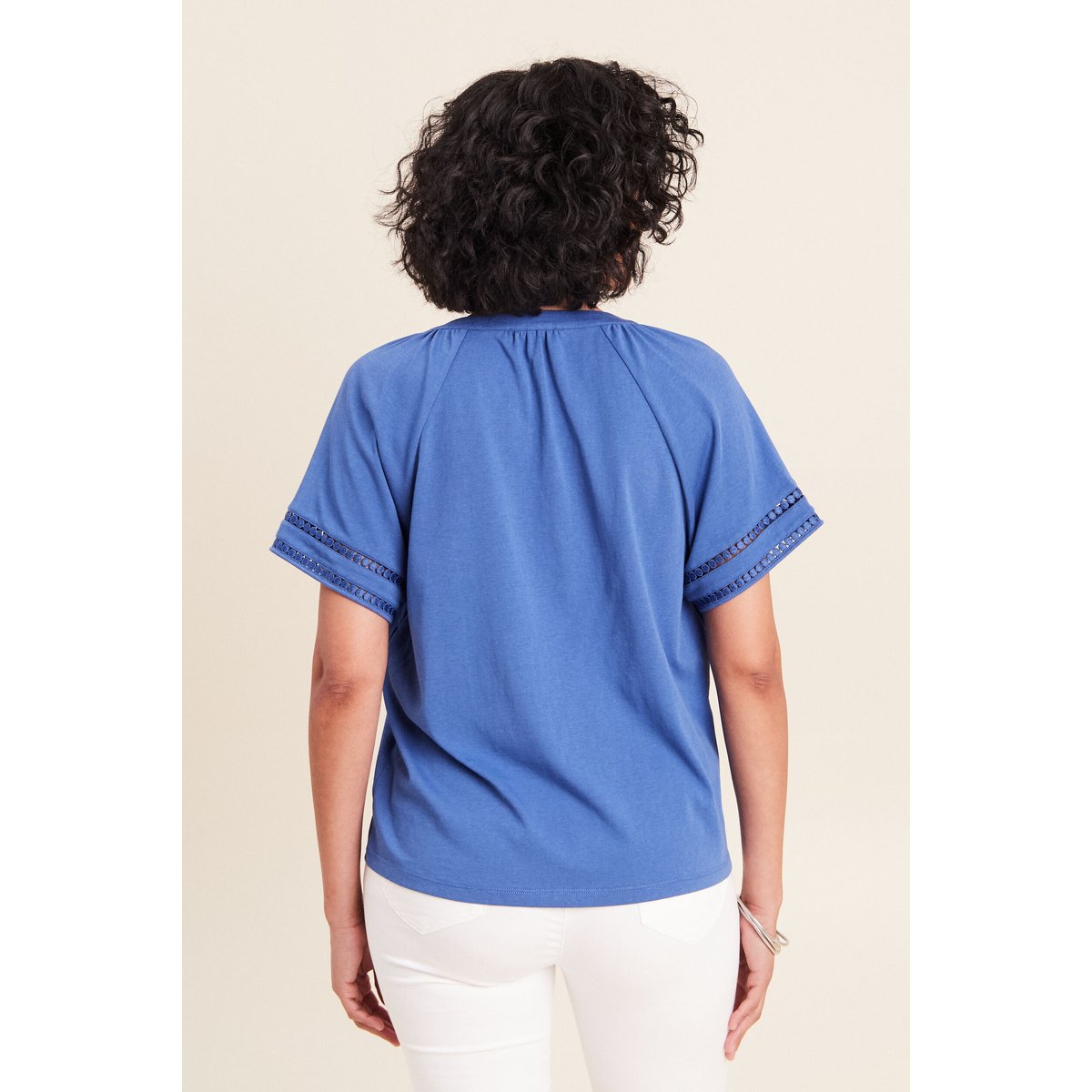 Blouse col v manches courtes bleu roi, BREAL