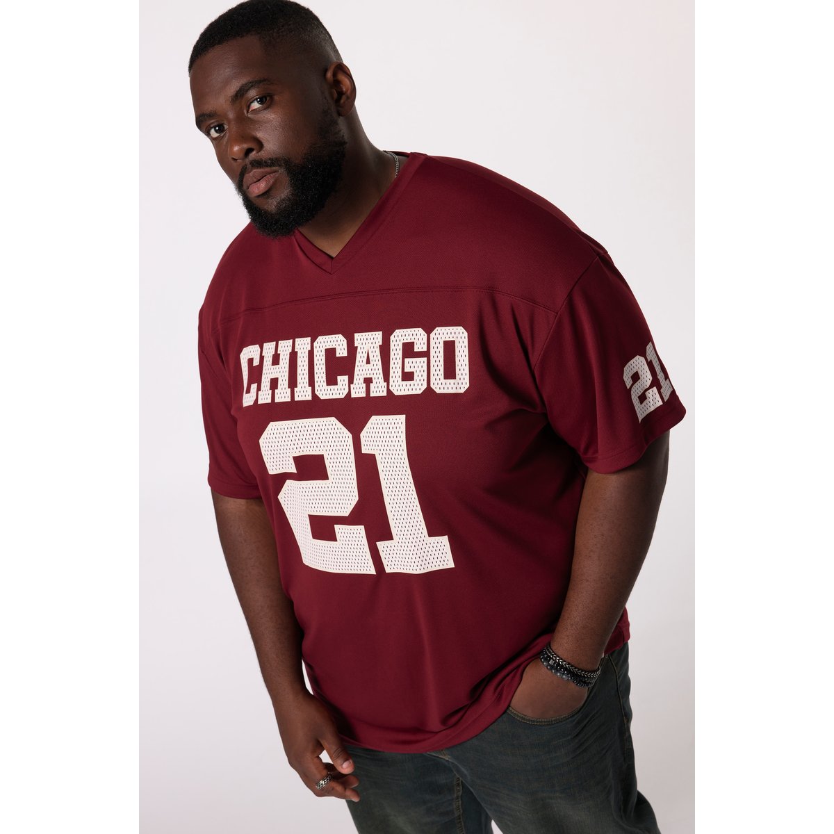 T-shirt en mesh rouge foncé, STHUGE