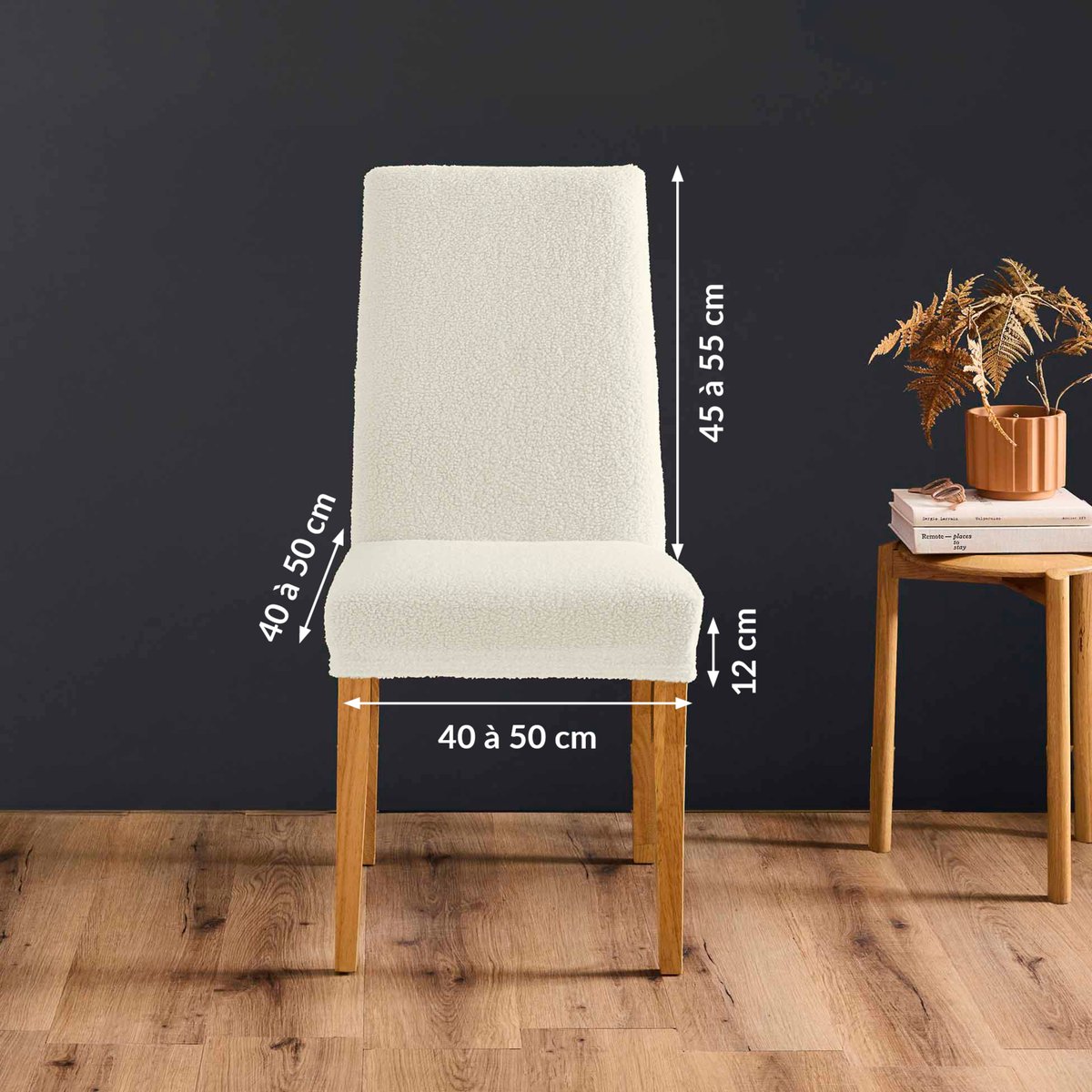 Housse de chaise extensible bouclette naturel, DOUCEUR D'INTÉRIEUR