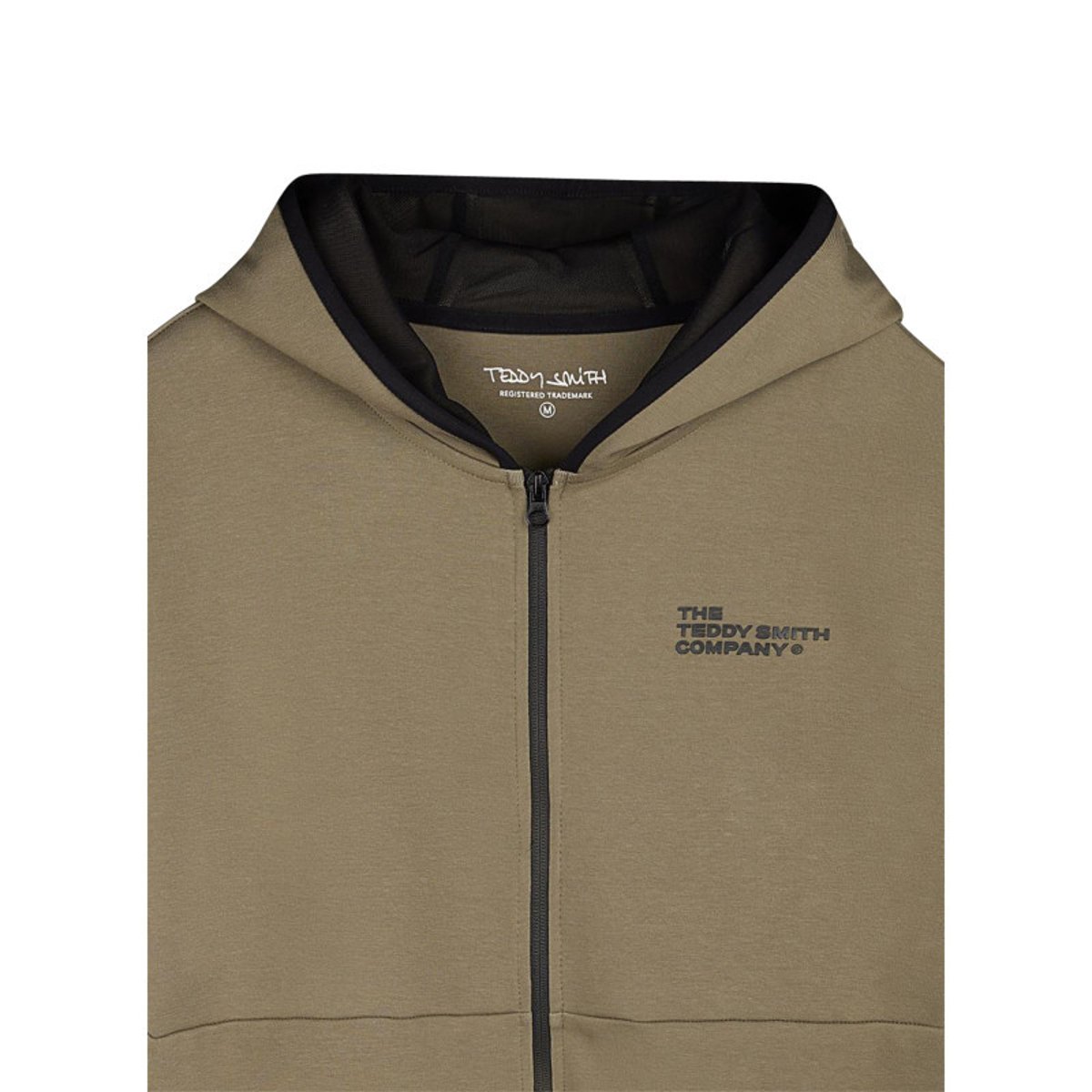 Sweat en coton mélangé taupe à coupe droite pourvu d'un col à capuche taupe, TEDDY SMITH