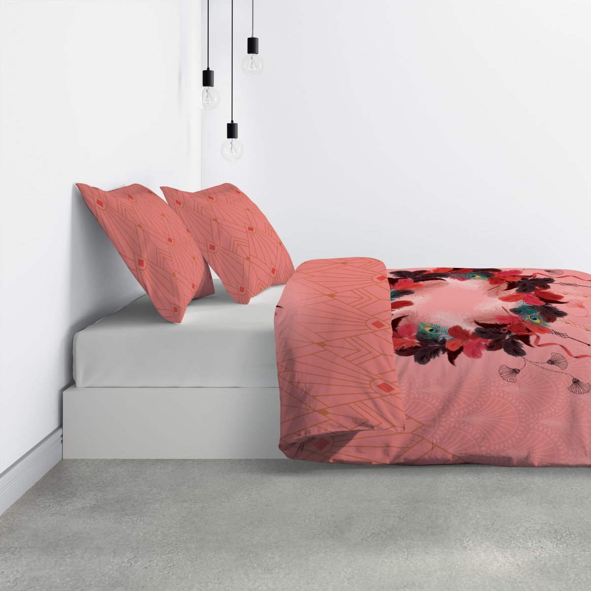 Parure housse de couette coton, Cancandream rose, C DESIGN HOME TEXTILE