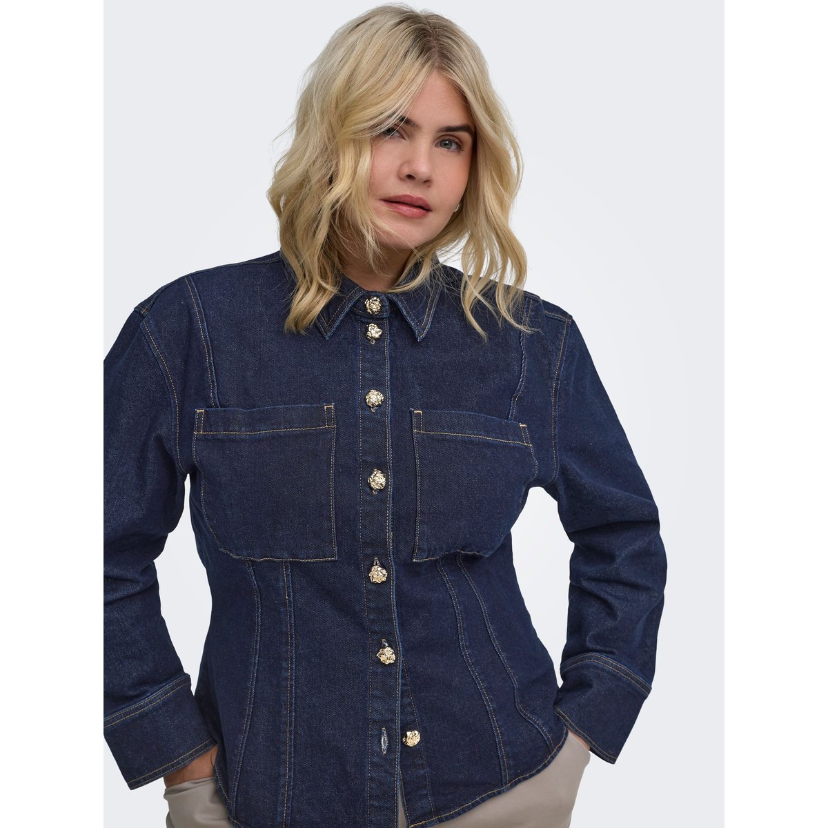 Chemise En Denim dark blue denim, ONLY CARMAKOMA
