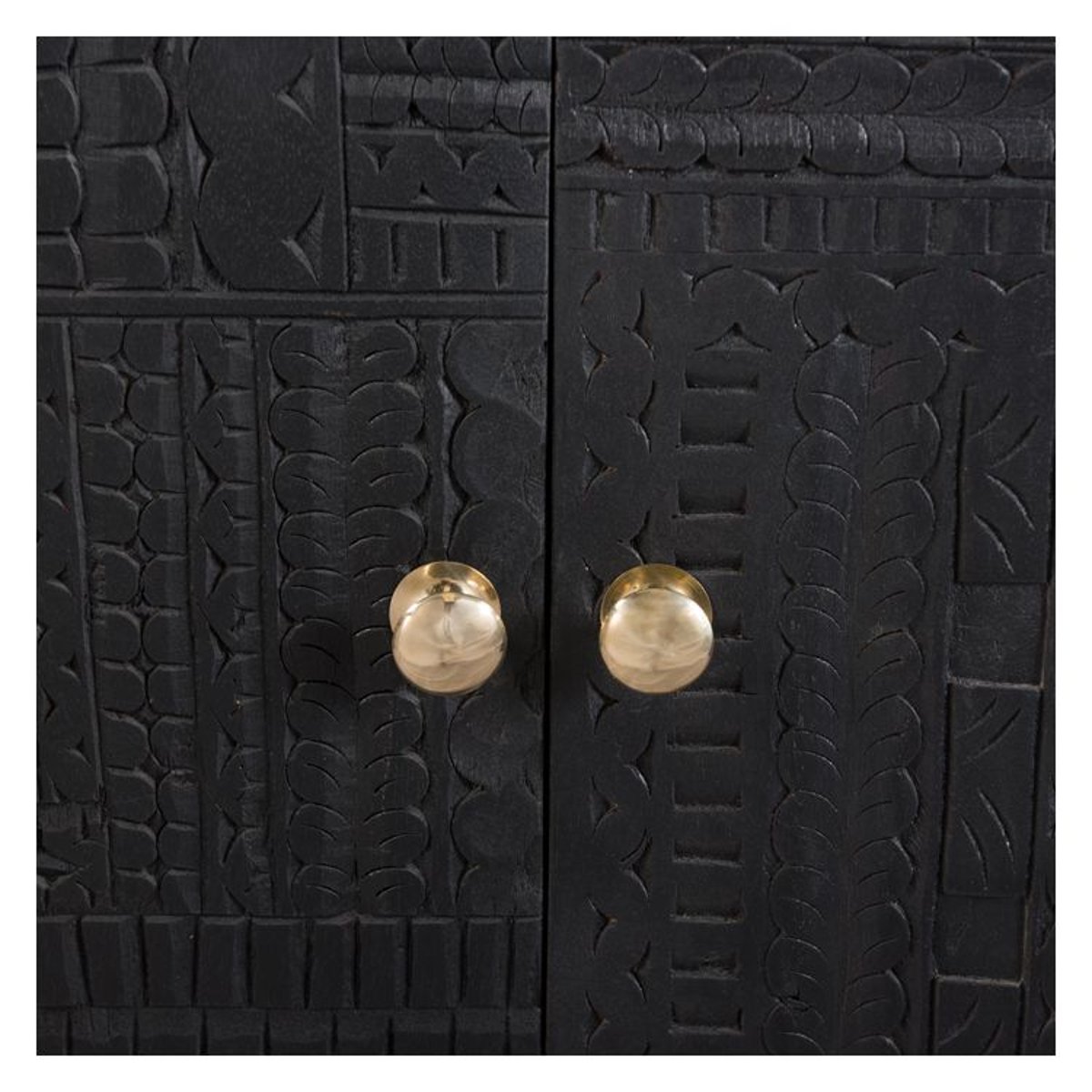 Armoire gravée en bois et métal - CHIMANE noir, MAISON PAVANE