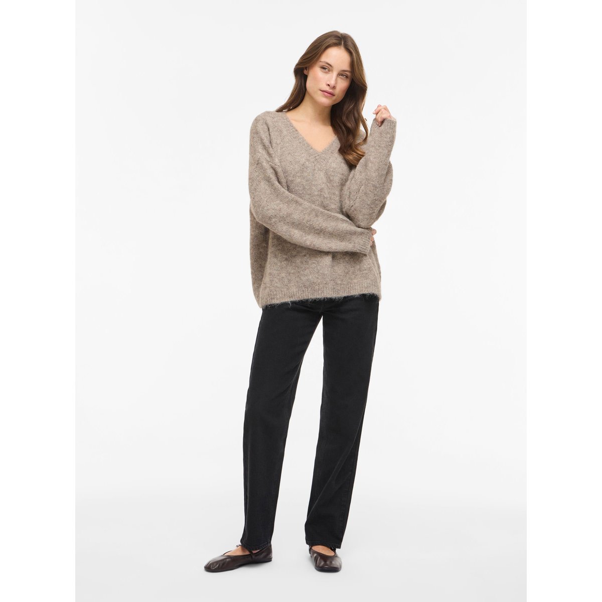 Pull En Maille marron - natural melange1, VILA