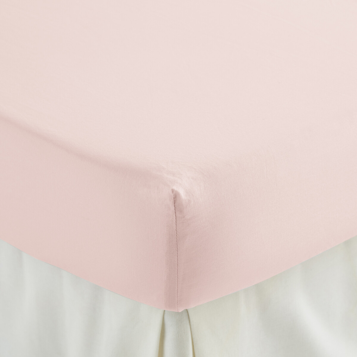 Drap-housse enfant uni, en coton lavé, bonnet 30 cm, KUMCO nude, LA REDOUTE INTERIEURS