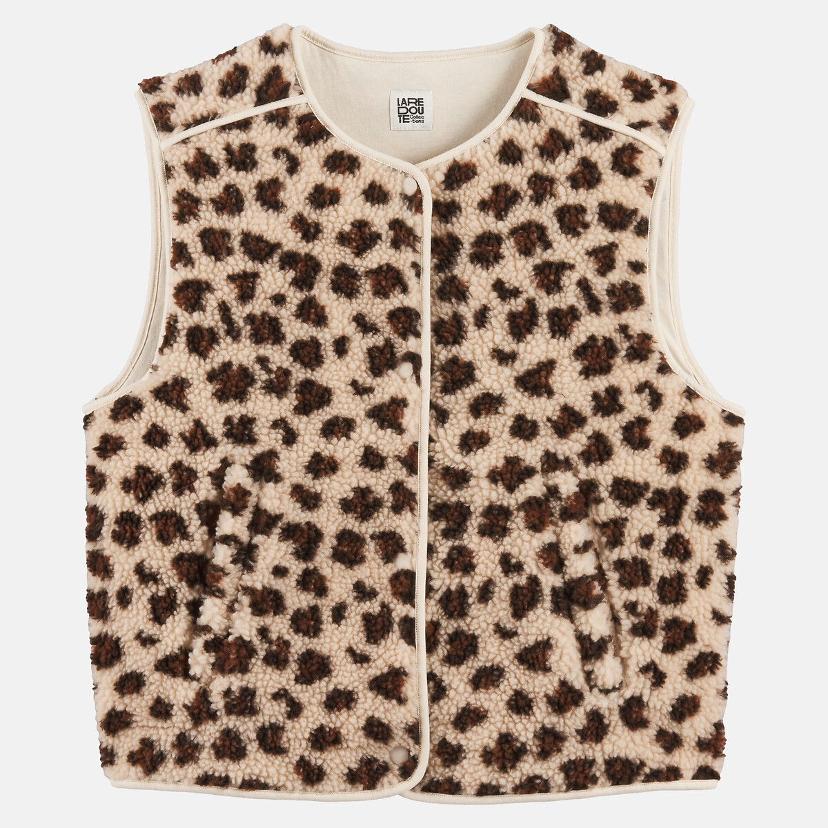 Gilet senza maniche in sherpa con stampa leopardata fantasia leopardata, LA REDOUTE COLLECTIONS