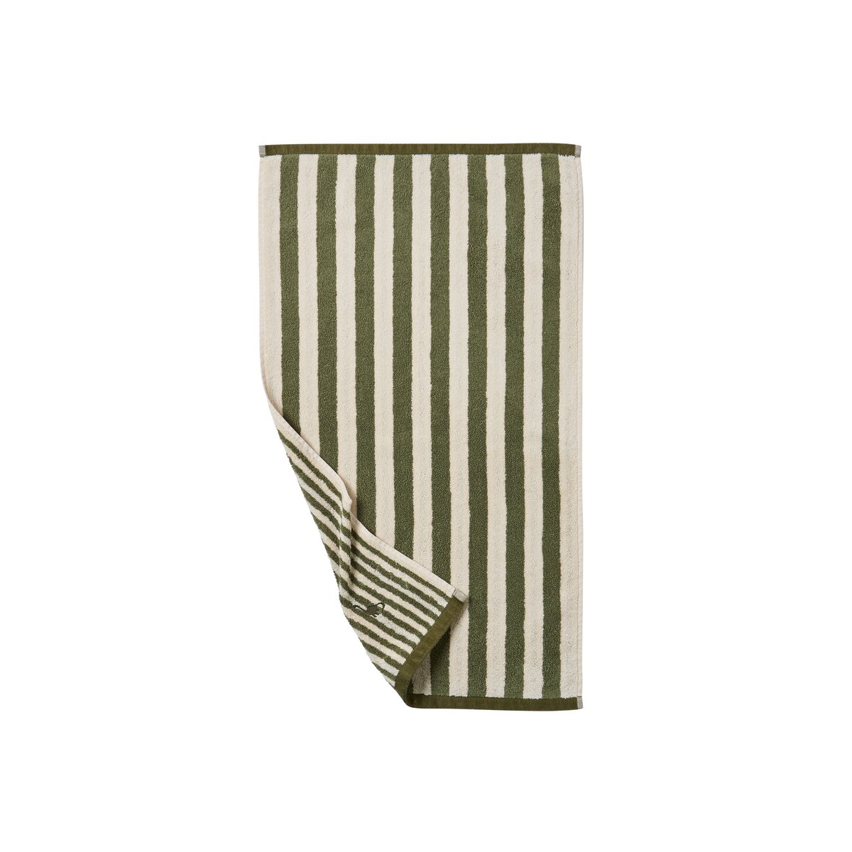 Serviette de toilette ELIE kaki ecru, CARRE BLANC