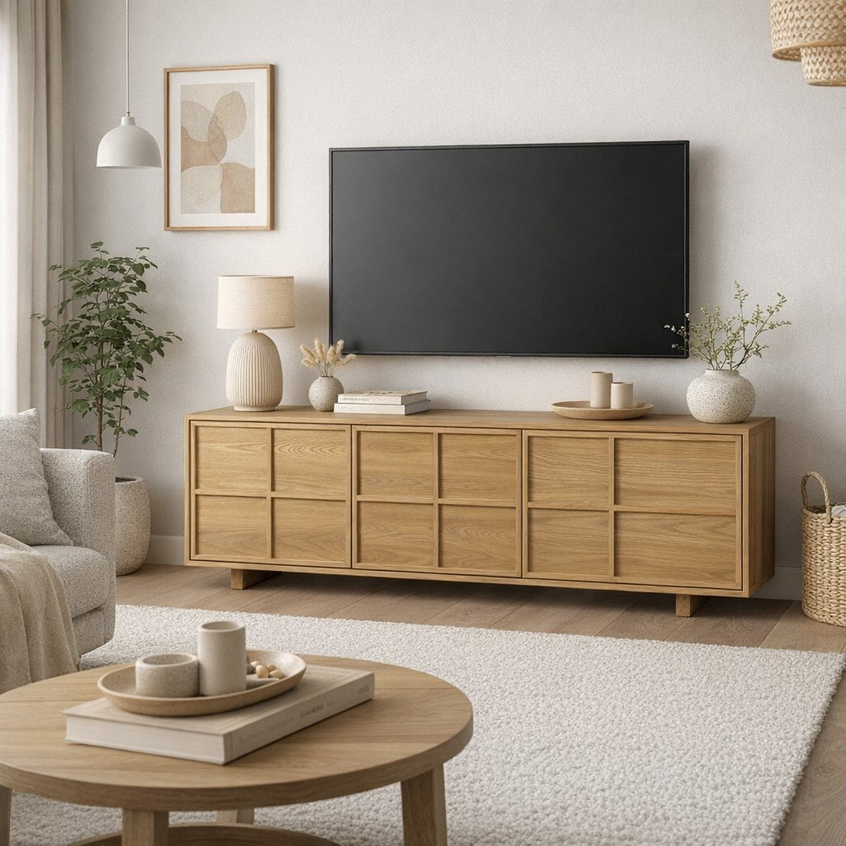 Buffet TV bois clair - RASTER bois, ZUIVER
