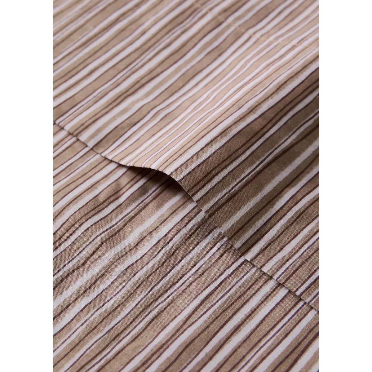 Drap plat imprimé rayures fines 135/140 cm tabac, MANGO HOME