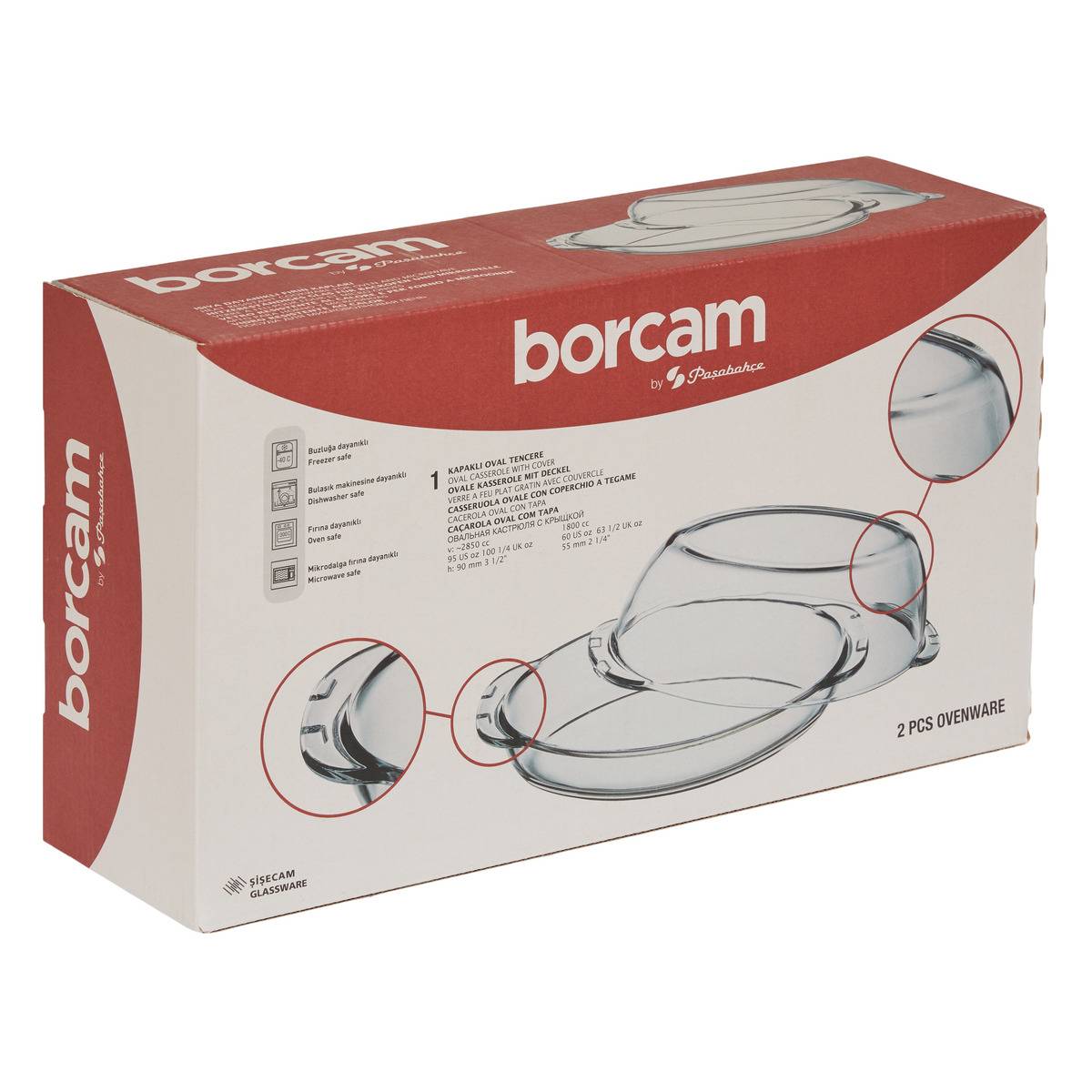 Plat à four rectangulaire en verre avec couvercle BORCAM transparent, 5FIVE SIMPLY SMART
