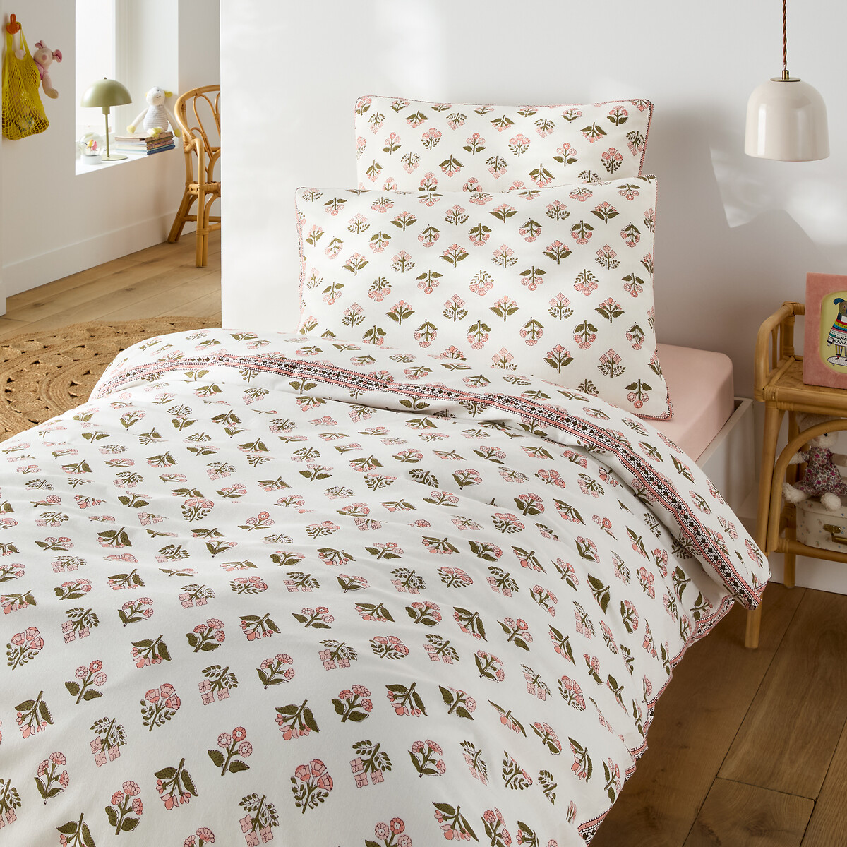 Federa per bambini, cotone lavato, stampa a fiori, VANDI ÉCRU fantasia, LA REDOUTE INTERIEURS