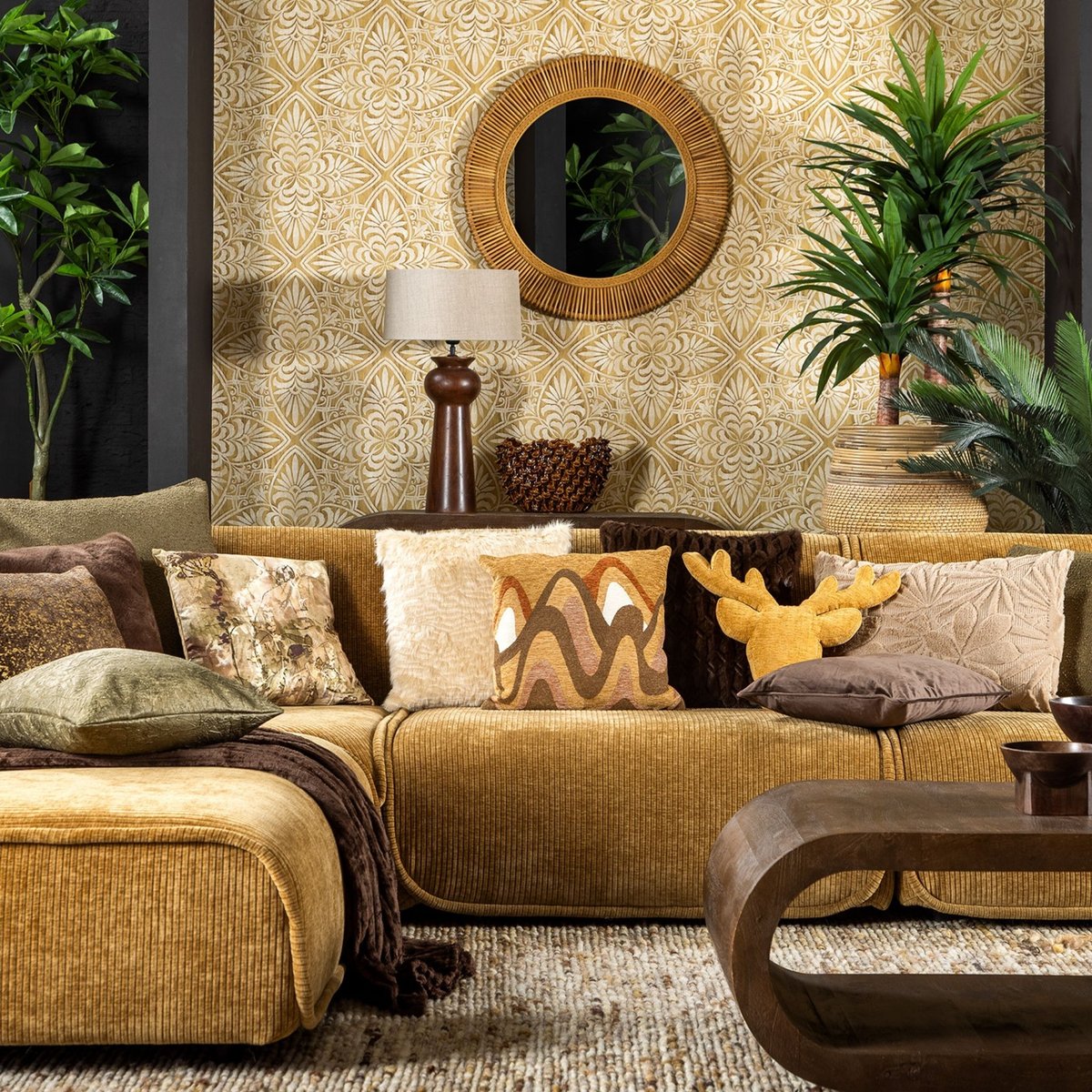 Housse de coussin Linde jaune, DUTCH DECOR